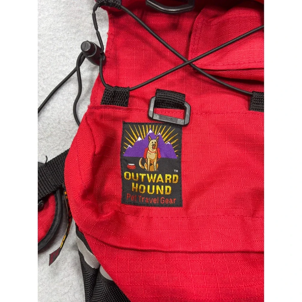 Outward Hound Dog Backpack Red Hiking Pet Travel Gear Reflective Adjustable Bag